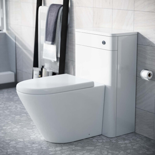 NES Home Modern 500mm Back To Wall WC Rimless Toilet Pan Unit Space Saving Afern 2