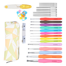 Premium Aluminum Crochet Hook Set with Soft TPR Handles - 2.0mm to 10.0mm
