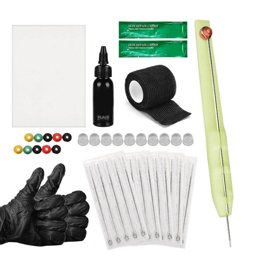 Cream Hand Stick Tattoo Kit 1Rl/3Rl/5Rl/7Rl/9Rl Ink Gloves Practice Skin