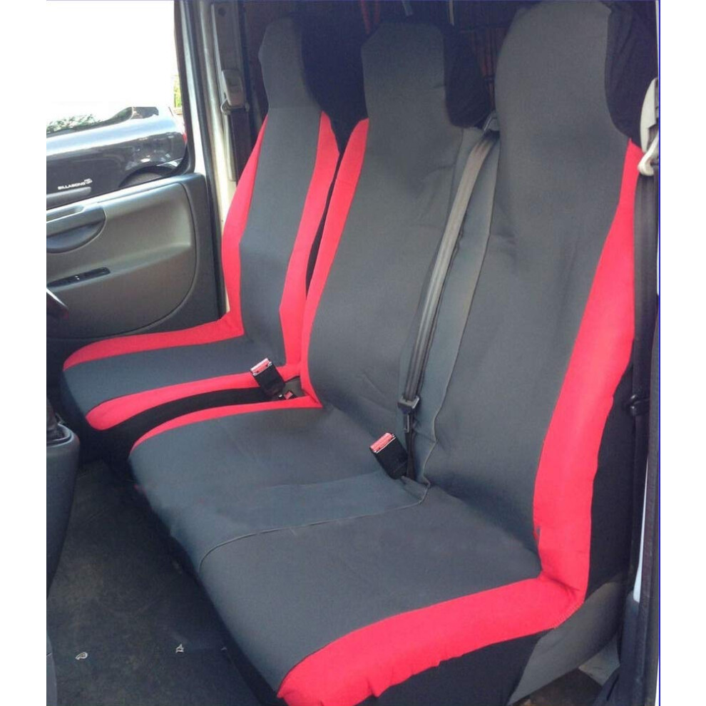 Carseatcover-Uk Heavy Duty Red Racing Fabric Van Seat Covers - Fits Most Vans - Single & Double