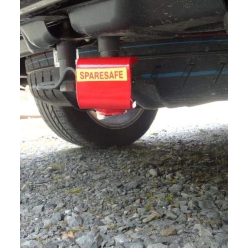 Campervanbits Campervan Accessories Sparesafe Security Device For T5 T6 & T6.1 Campervan Spare Wheel Anti-Theft Device Steel And Powder Coated Red 5051224066766