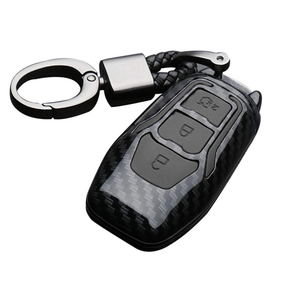 Happyit Abs Carbon Fiber Shell+Silicone Car Key Cover Case Keychain For Ford Focus Mondeo Edge Fiesta Kuga Mondeo Mk4 Fusion Escort Ecosport (A Carbon 5051226190193