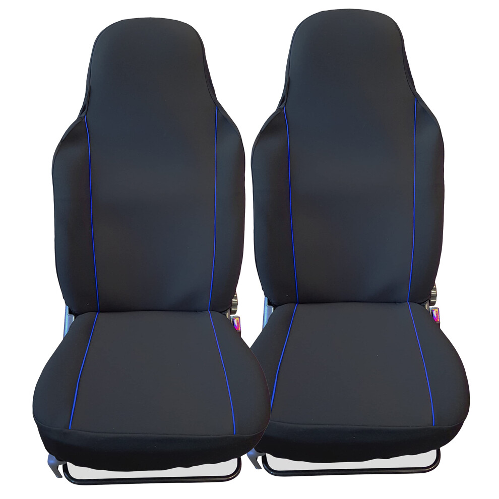 Carseatcover-Uk Luxury Universal Car Seat Covers Front Pair, Car Seat Protector, With Trim, Heavy Duty Fabric Black/Blue 5051226140860