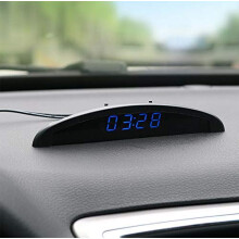 Riloer Car Temperature Clock, Universal Auto Dashboard Digital Clock Thermometer Voltage with LCD Screen Display for Car Interior, Blue