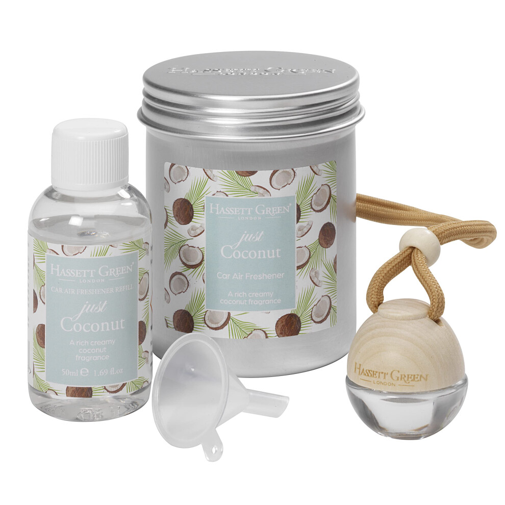 Hassett London Car Air Freshener & Refill Kit (Just Coconut) Green 5051224067794