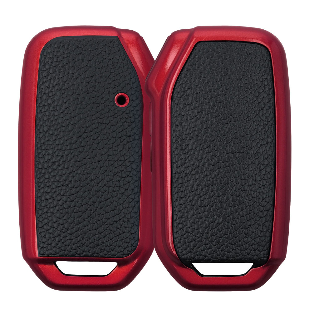 Kwmobile Key Cover For Kia 3-Button Smart Key - Leather Look Tpu Fob Protector - Red/Black 5051226160011