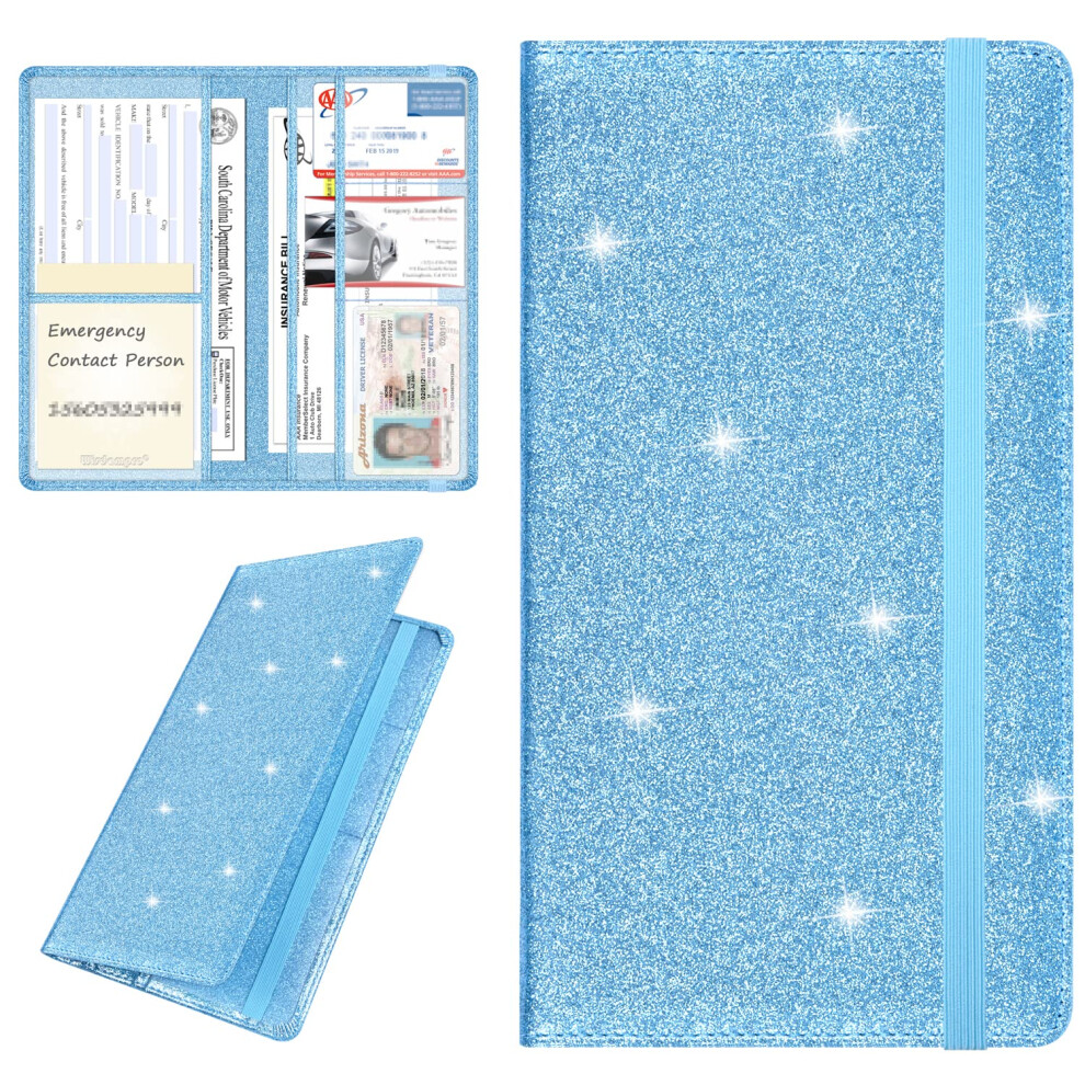 Wisdompro Car Document Wallet, Pu Leather Car Registration And Insurance Holder - Vehicle Paperwork Wallet Organizer For Id Card, Driving Licence, Key 5051224067855