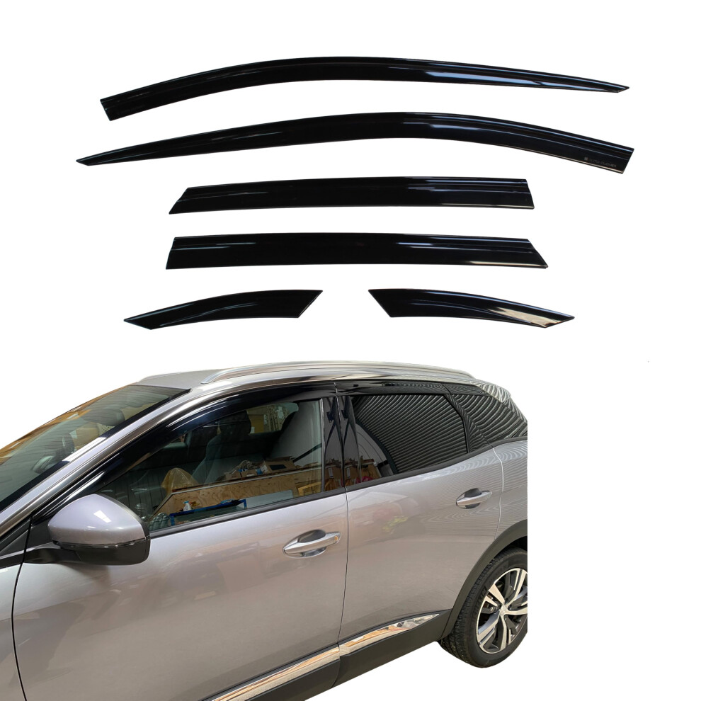 Auto Clover Wind Deflectors Set For Peugeot 3008 2016-2024 (6 Pieces) 5051226119811