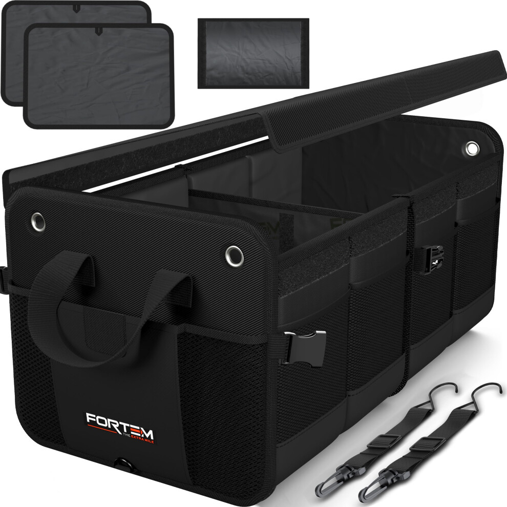 Fortem Car Boot Organiser, Suv Boot Tidy, Trunk Storage, Collapsible Multi Compartment Car Organiser, Non Slip Bottom, Adjustable Securing Straps, 5051224103614