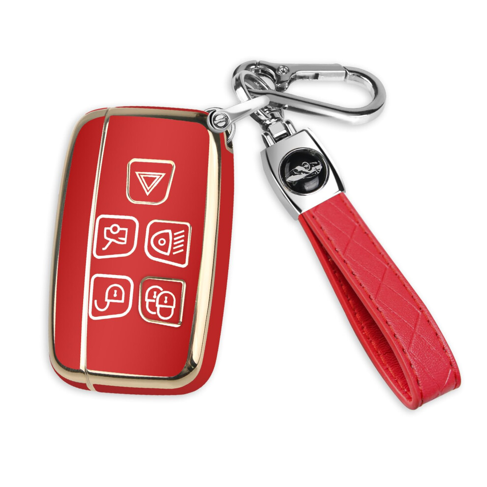 Ft Funtor Key Fob Cover With Keychain, Car Key Case Shell Protector 5 Buttons Compatible With Range Rover Evoque Sport Velar,Discovery Lr4 A9,Jaguar 5051226169946