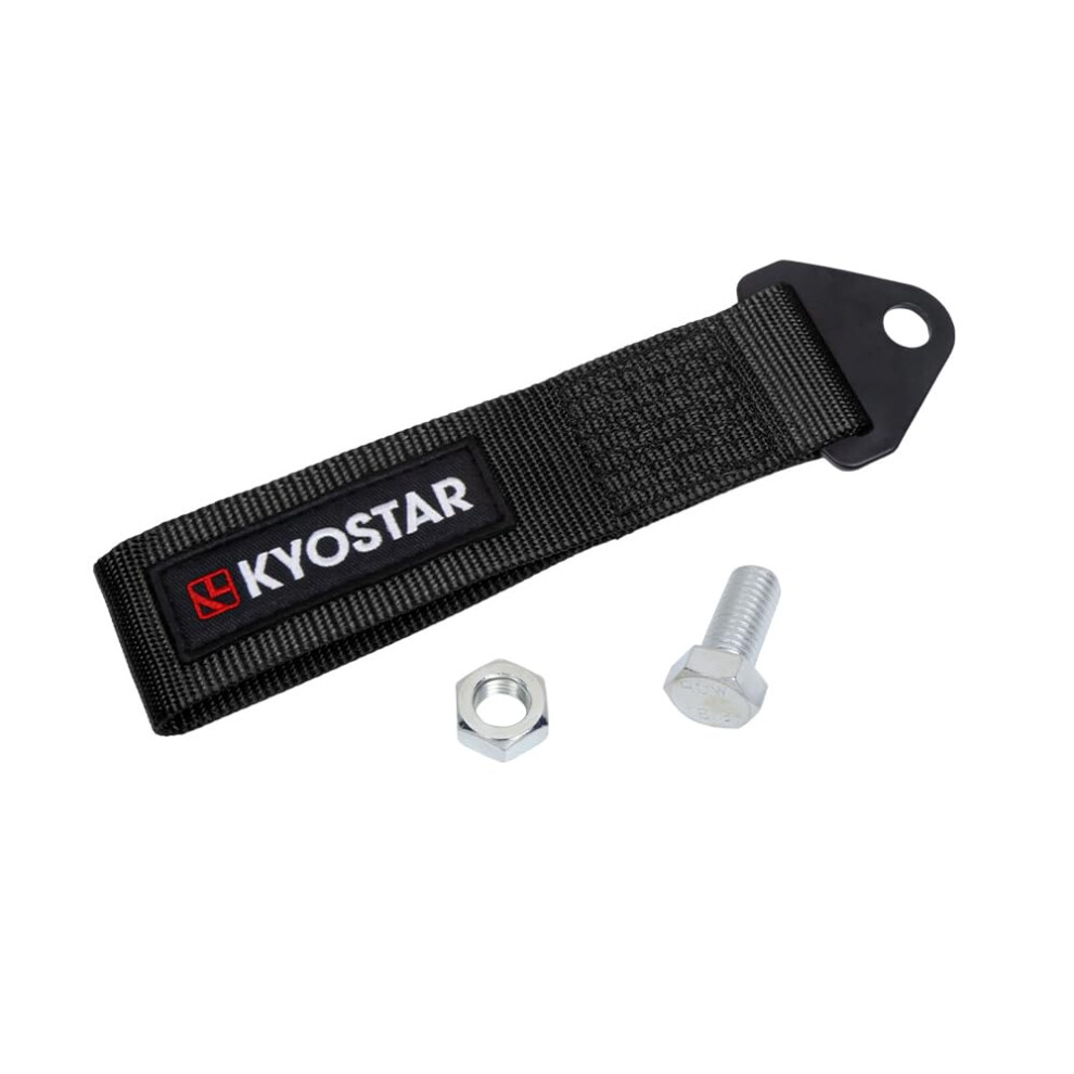 Kyostar Universal Racing Tow Strap For Front Or Rear Bumper Towing Hooks, High Strength Tow Straps, Upgrade Version (Black) Black 5051226180088