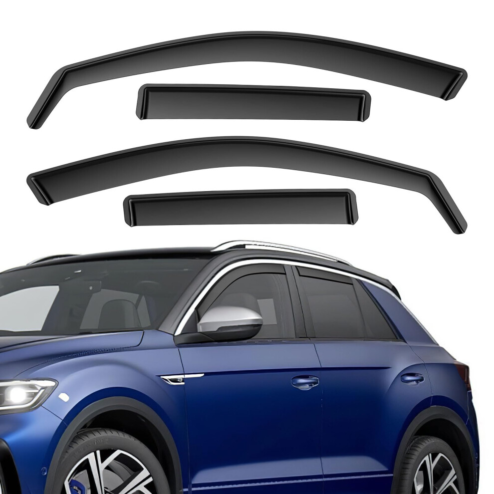 Gearcell Wind Deflectors, Rain Guards Window Visor Compatible With Volkwagen T-Roc 2017-2024, In-Channel Side Shatterproof Sun Visor, Window Black 5051226119729