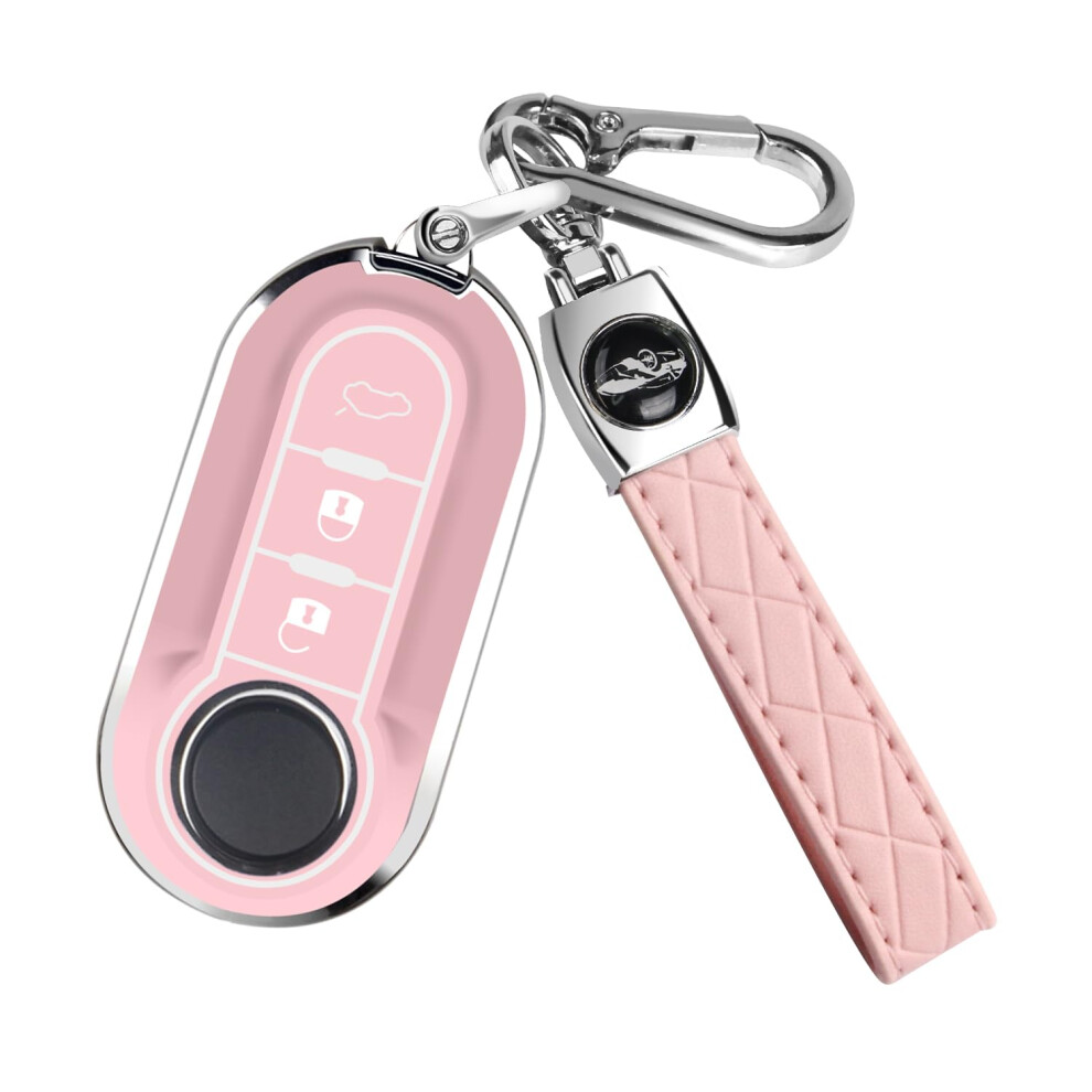 Ft Funtor For Fiat Key Fob Cover,3-Button Silicone Keycase,360 Degree Car Key Case Protector With Keychain Compatible With 5051226170324