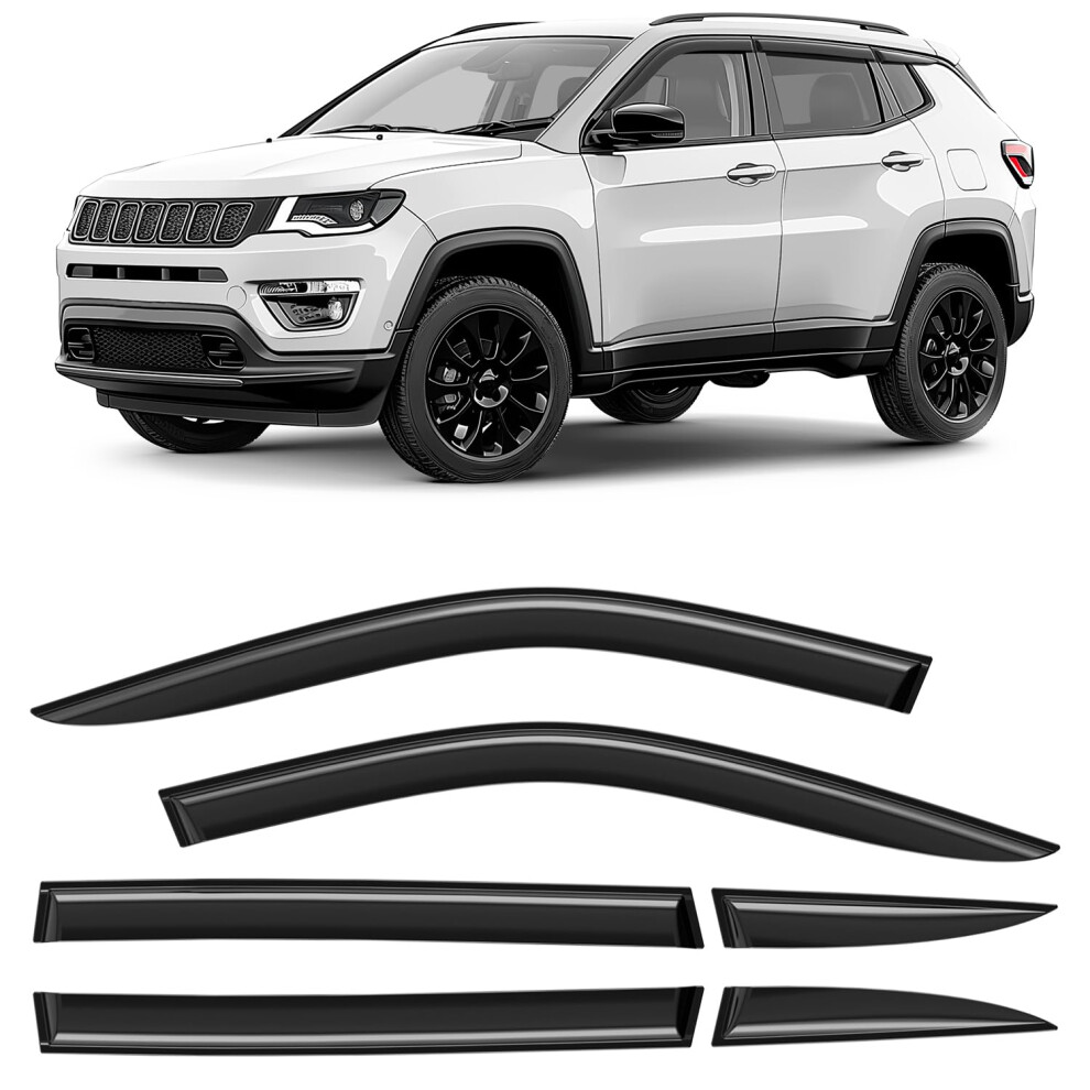 Clim Art Tape-On Wind Deflectors For/Compatible With Jeep Compass 2016-2026 - Rain Deflector - Car Accessories - Car Wind Deflectors - Sun, Rain&Noise 5051226119545