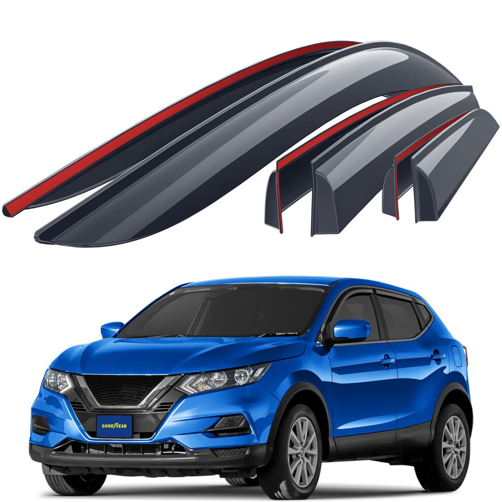 Goodyear Tape-On Car Wind Deflectors For/Compatible With Nissan Qashqai 2013-2021 Suv - Car Accessories - Rain Deflectors -Let Fresh Air In During 5051226119606