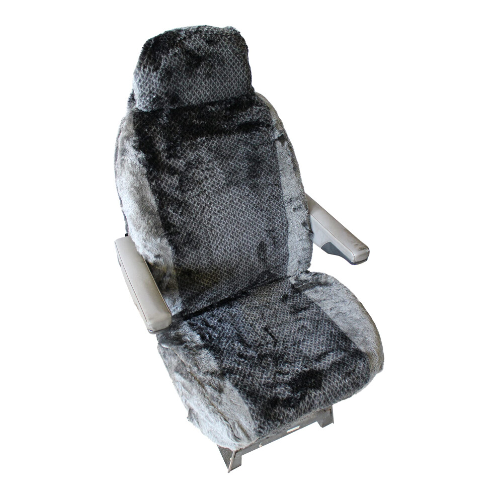 Carseatcover-Uk Pair Of Luxury Motorhome Seat Covers In Faux Fur [Choice Of 10 Fabrics][Diamond ] Grey 5051224073252