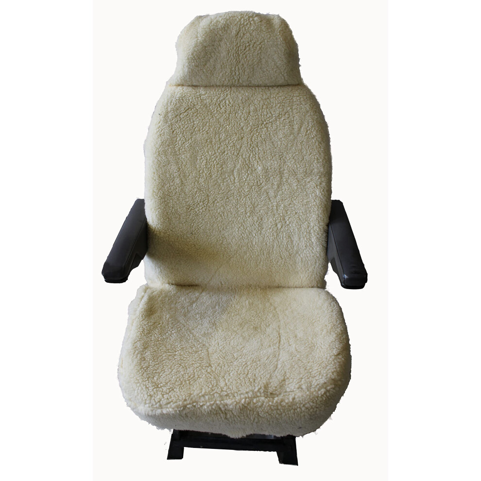 Carseatcover-Uk Pair Of Sherpa Sheepskin Motorhome Seat Covers In Faux Fur [Choice Of 10 Fabrics] Cream 5051226122262