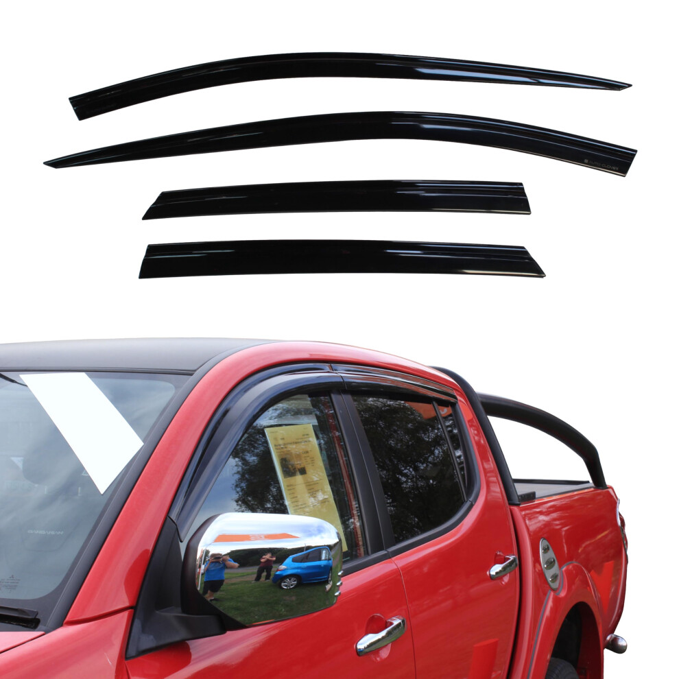 Auto Clover Wind Deflectors Set For Mitsubishi L200 2006-2015 Double Cab (4 Pieces) 5051224070237