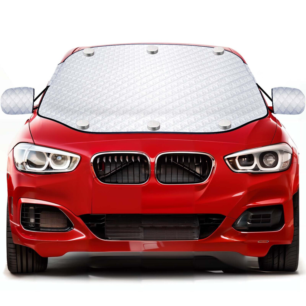 Zenoplige Car Windscreen Cover For Winter, Windscreen Cover Frost With 6 Built-In Magnets, Waterproof Dustproof Sun Ice Snow Car Screen Protector 5051226151514