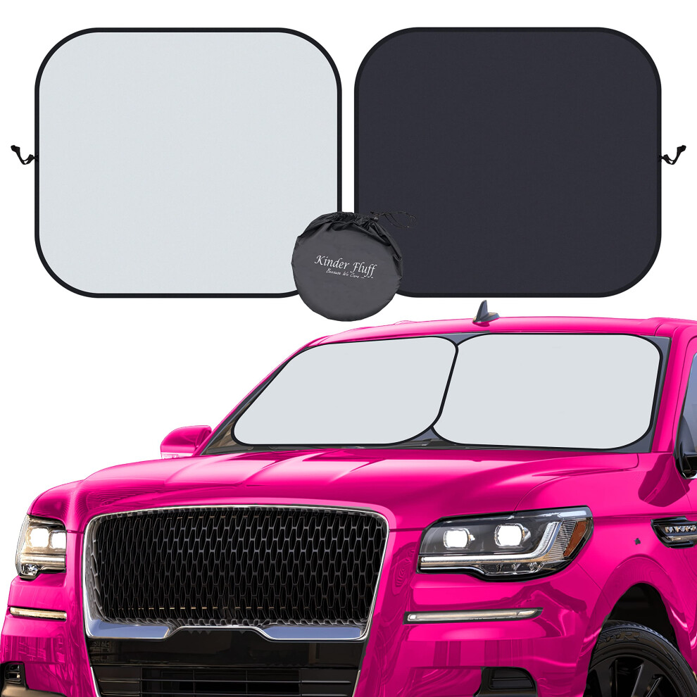 Kinder Fluff Windscreen Sunshade| Size L 2-Piece | & Black/Silver 5051226147647