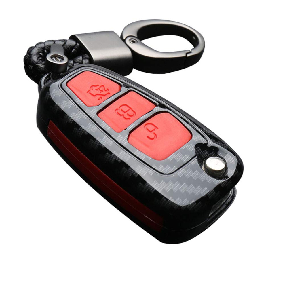 Happyit Abs Carbon Fiber Shell+Silicone Car Key Cover Case Keychain For Ford Focus Mondeo Edge Fiesta Kuga Mondeo Mk4 Fusion Escort Ecosport (C Carbon 5051226201837
