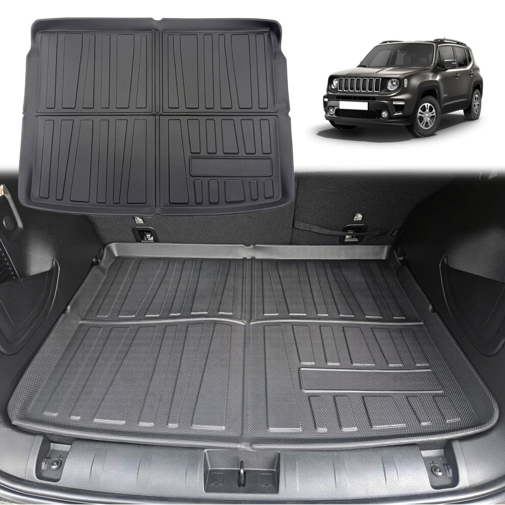 Gafat 2015-2023 2024 J-Eep Renegade Bu/ 4X4/ 4Xe/ Hybrid Boot Liner, Renegade 2024 Boot Mats Boot Tray Protector Tpe 3D-Scan Trunk Mat Trunk Liner, 5051224070527