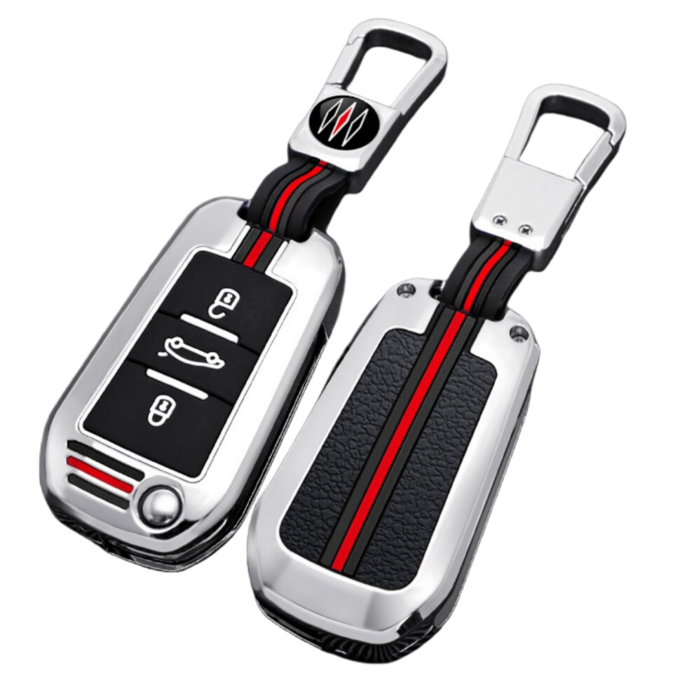 Happyit Zinc Alloy Car Key Cover Cases For Peugeot 3008 208 308 508 408 307 4008 C4 C4l C3 C6 C3-Xr Picasso Ds3 Ds4 Ds5 (B, ) Silver 5051226172618