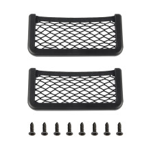 2 Pcs Car Storage Net Bags Black Mesh Organizer Nets Elastic Nylon Smartphone Holders with Plastic frames for Auto and RV