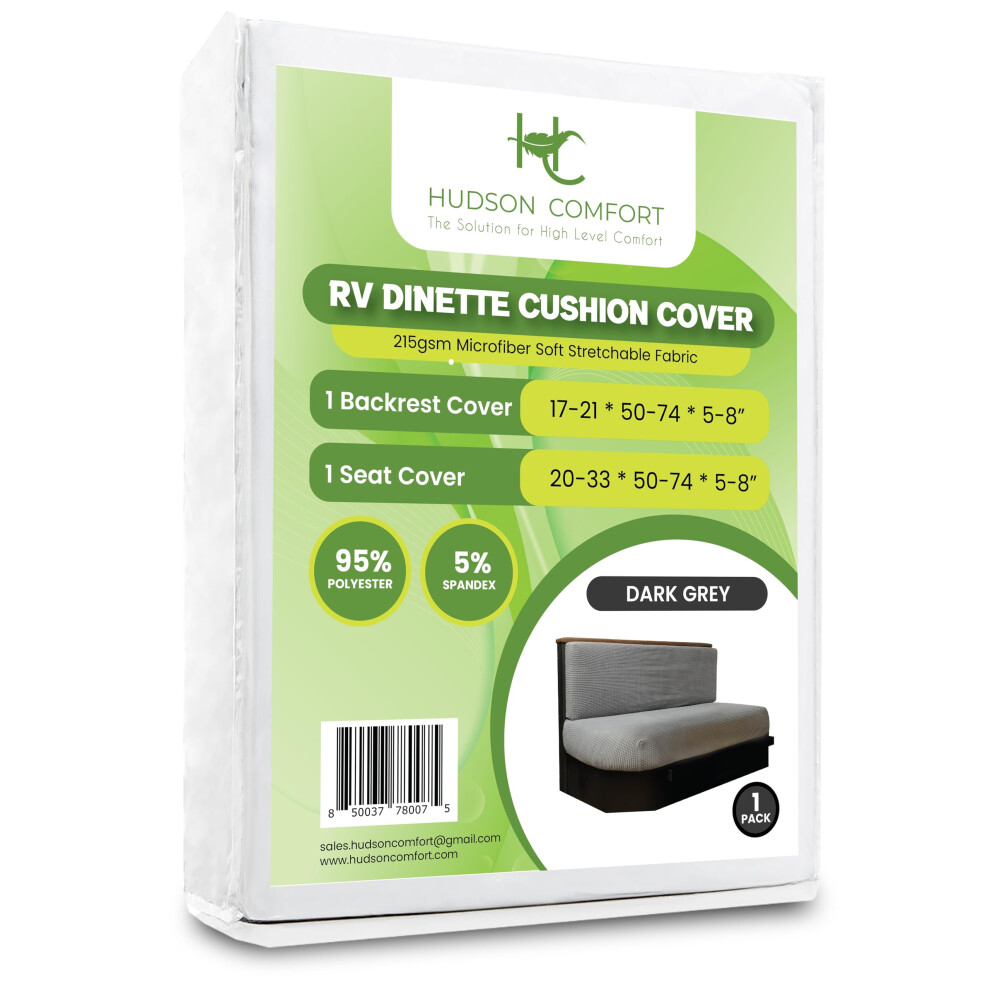 Hudson Comfort Rv Dinette Cushion Covers - Microfiber Stretchable Fabric Designed To Fit Wide Variety Of Seats - Camper Cushion Slipcovers - Includes 5051226176135
