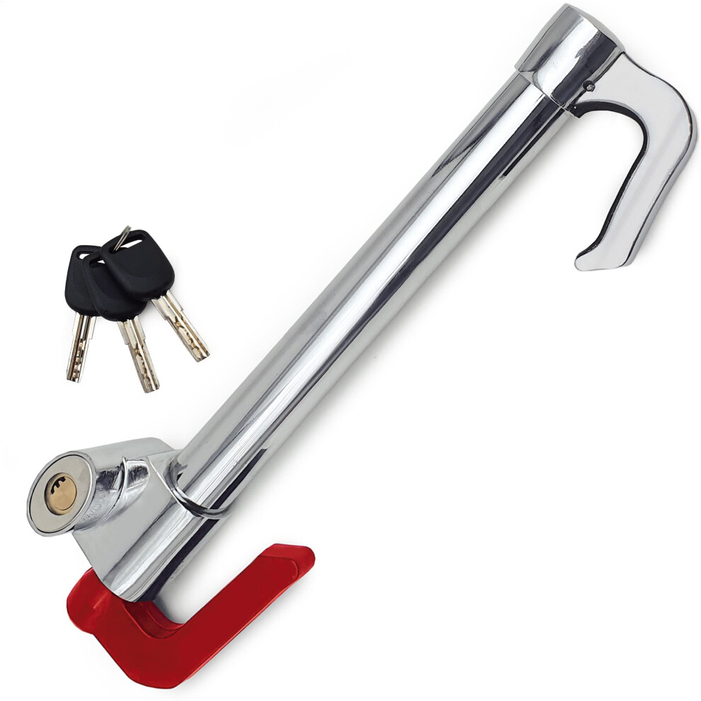Kraser Kr837 Universal Steering Wheel Brake Lock Anti-Theft Retractable, More Deterrent Double Hook Brake Clutch Pedal Lock Anti Theft Device Red 5051224068937
