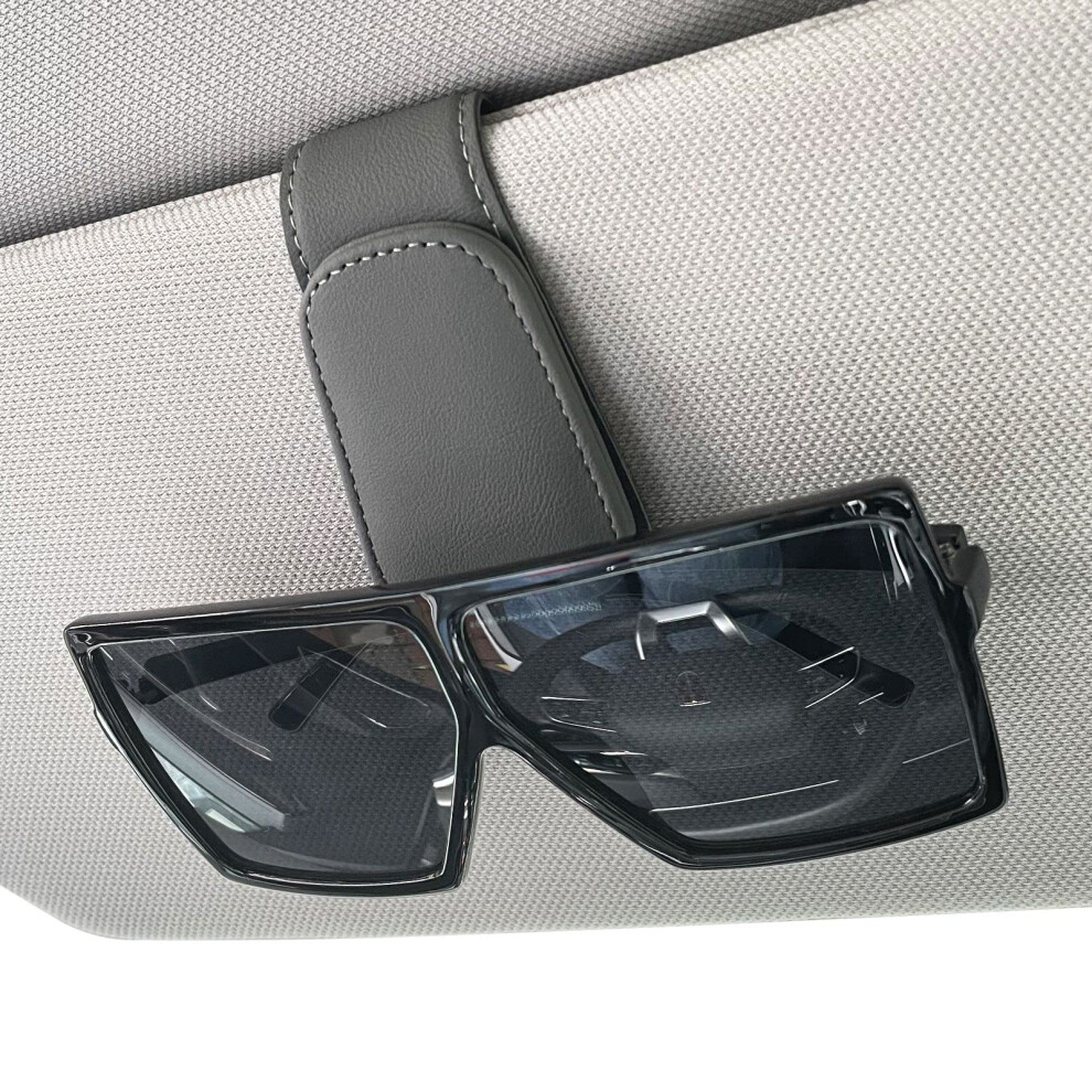 Dacitiery Sunglasses Holder For Car Sun Visor Magnetic Leather Car Visor Sunglass Holder Eyeglass Hanger Clip For Car Universal Car Visor Accessories 5051224070442