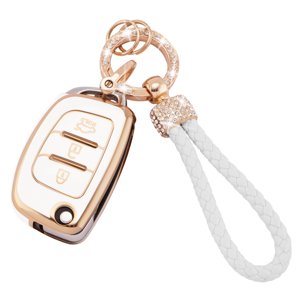 Koaudb Car Key Cover Cases Keychain Compatible With Hyundai I20 I30 I40 Ix20 Ix30 Ix45 Ix55 Tucson Santa Fe Elantra Accent 3 Button Flip Folding Key 5051224073207