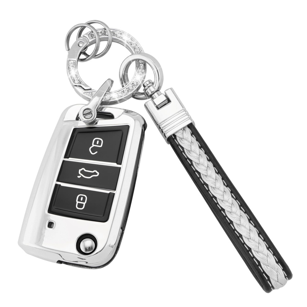 Koaudb For Vw Key Fob Cover With Keychain Lanyard, 3 Buttons Soft Tpu Key Shell Car Key Cover Compatible With Volkswagen Golf 7 Polo Mk6 Jetta Touran 5051224070244