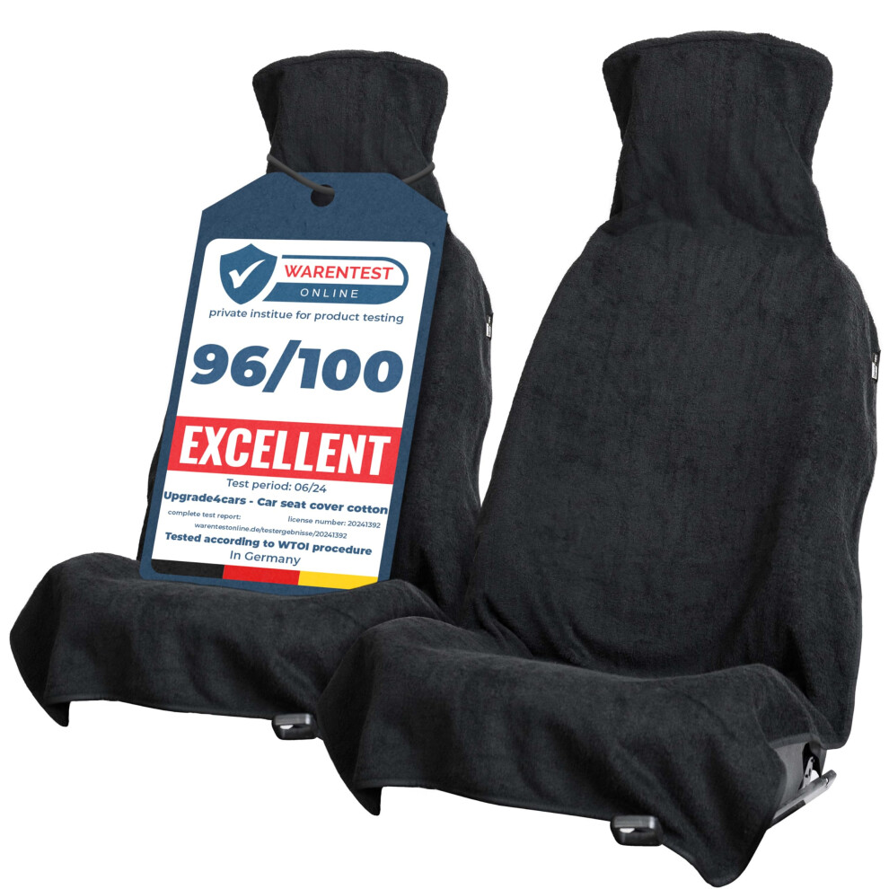 Upgrade4cars 2 X Terry Cloth Car Seat Protector For Front Seats, Driver's Seat Protective Cover Made Of Cotton In Towel Car Seat Cover For Black 5051224069866