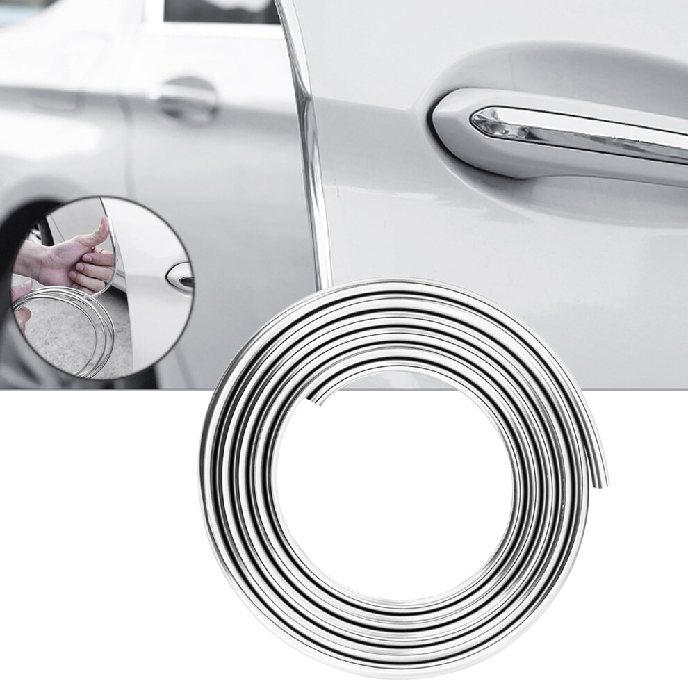 Car Door Edge Guards Protector Strips 16Ft Universal Car Decorative Strips U Shape Vehicle Door Protector For Cars, Trucks, Suvs (5M ) Silver 5051224073467