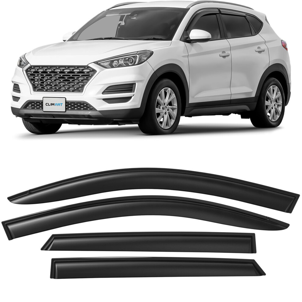 Clim Art Tape-On Wind Deflectors For/Compatible With Hyundai Tucson 2015-2020 Tl/Mk3 - Rain Deflector - Car Accessories - Car Wind Deflectors - Sun, 5051224074341
