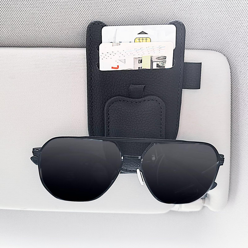 Mulor Sunglasses Holder For Car Visor With Card Slots Eyeglasses Hanger Magnetic Clip 5051226206733