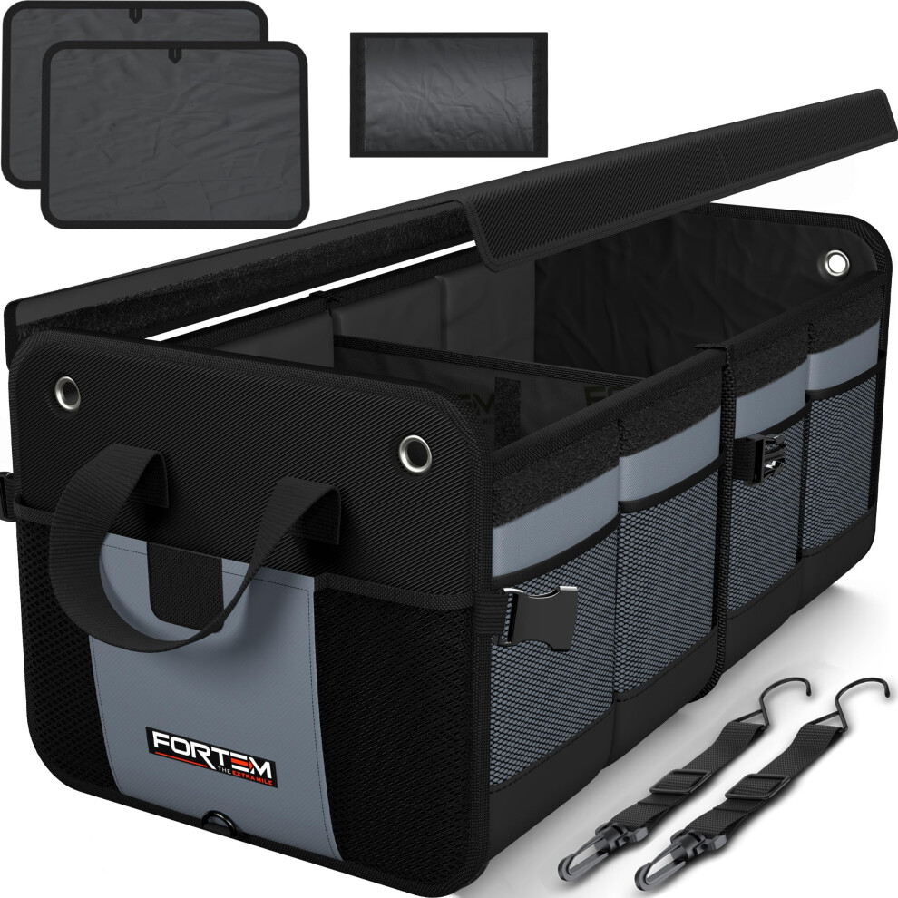 Fortem Car Boot Organiser, Suv Boot Tidy, Trunk Storage, Collapsible Multi Compartment Car Organiser, Non Slip Bottom, Adjustable Securing Straps, 5051226183249