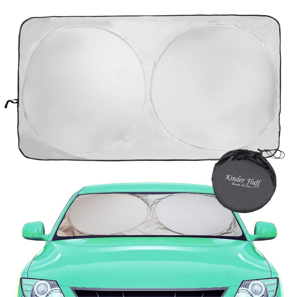 Kinder Fluff Windscreen Sunshade | Reflective & Foldable Windshield Sun Cover & 99% Uv Rays Block | Car Window & Car Interior Accessories Sunshades 5051226148088