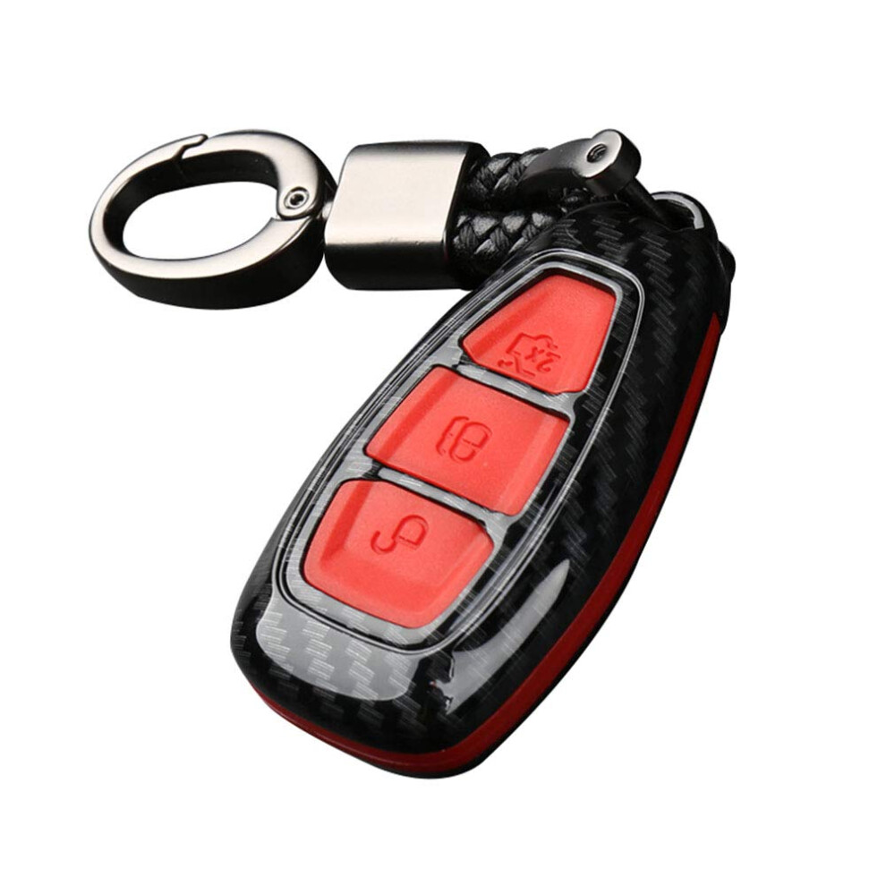 Happyit Abs Carbon Fiber Shell+Silicone Car Key Cover Case Keychain For Ford Focus Mondeo Edge Fiesta Kuga Mondeo Mk4 Fusion Escort Ecosport (B Carbon 5051224078479