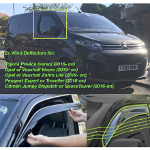 2 Wind Deflectors made for Citroen Dispatch Jumpy SpaceTourer Peugeot Expert Traveller Toyota ProAce (Verso) Vauxhall Vivaro Zafira Life 2016 2017
