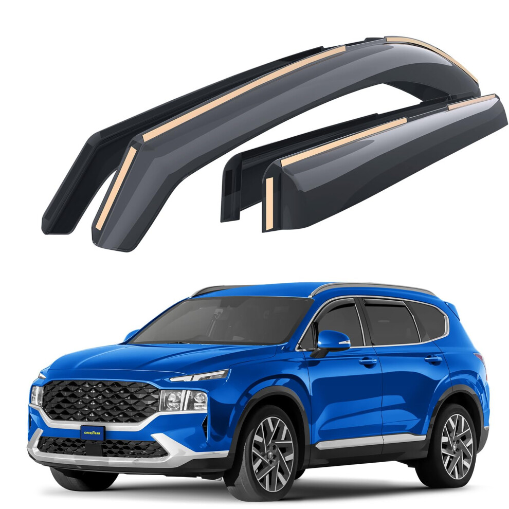 Goodyear In-Channel Wind Deflectors For/Compatible With Hyundai Santa Fe Suv 2018-2024 Iv - Car Accessories - Rain Deflectors - Let Fresh Air In 5051224074594