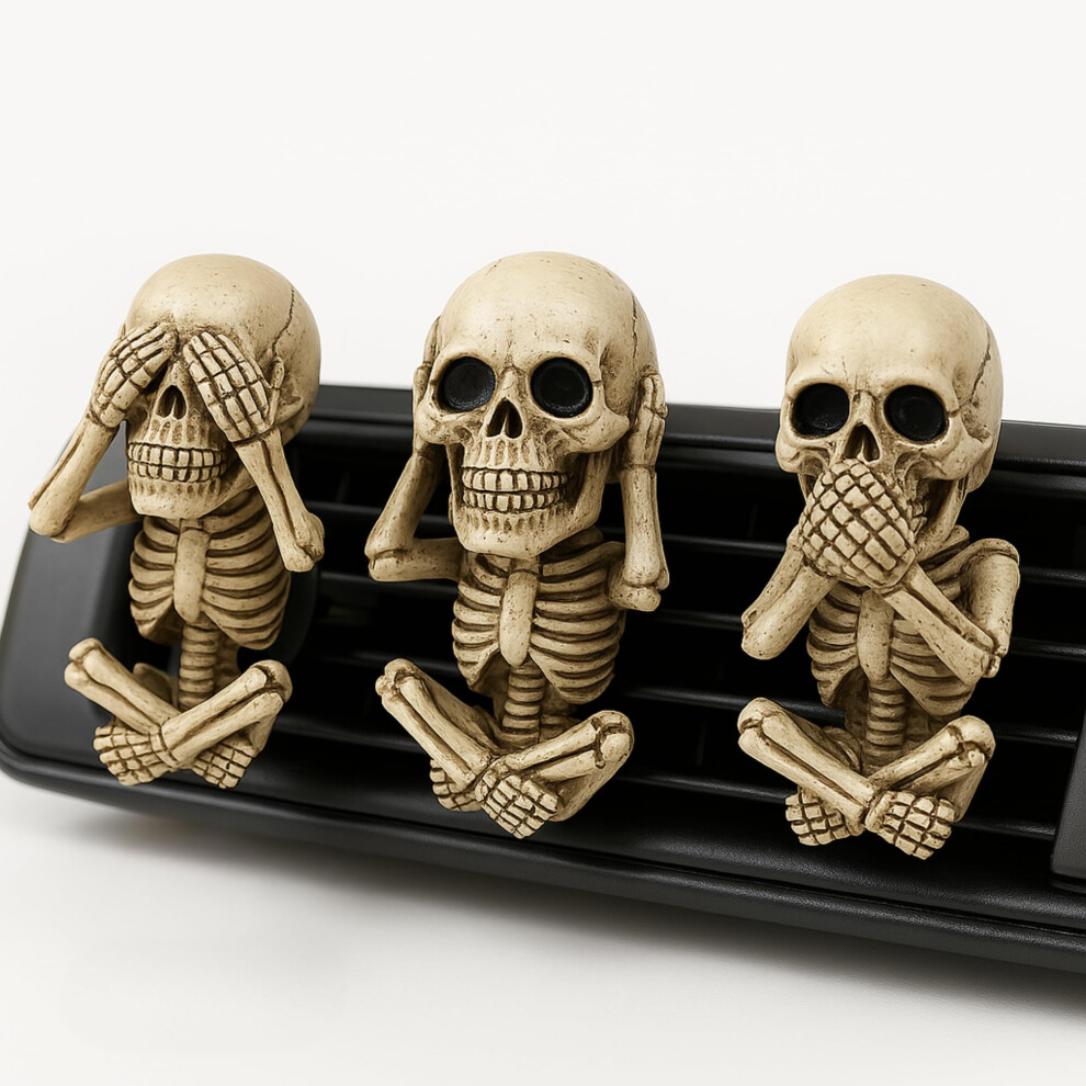 3 Pack Of Skull/Skeleton Design In Car Air Fresheners | Vent Clip Design | Fill With Essential Oils | Universal Fit To Any Car | Funny Cute Goth 5051224077977