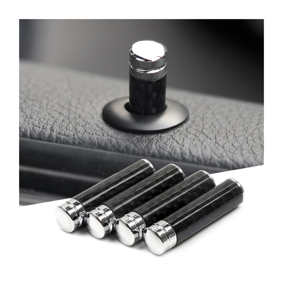 Cgeamdy 4 Pcs Car Door Lock Knobs, Carbon Fiber Auto Pin Covers, Cover For Rod Bolt, Knob Button Cover, Universal Vehicle Interior Modification Black 5051224075973
