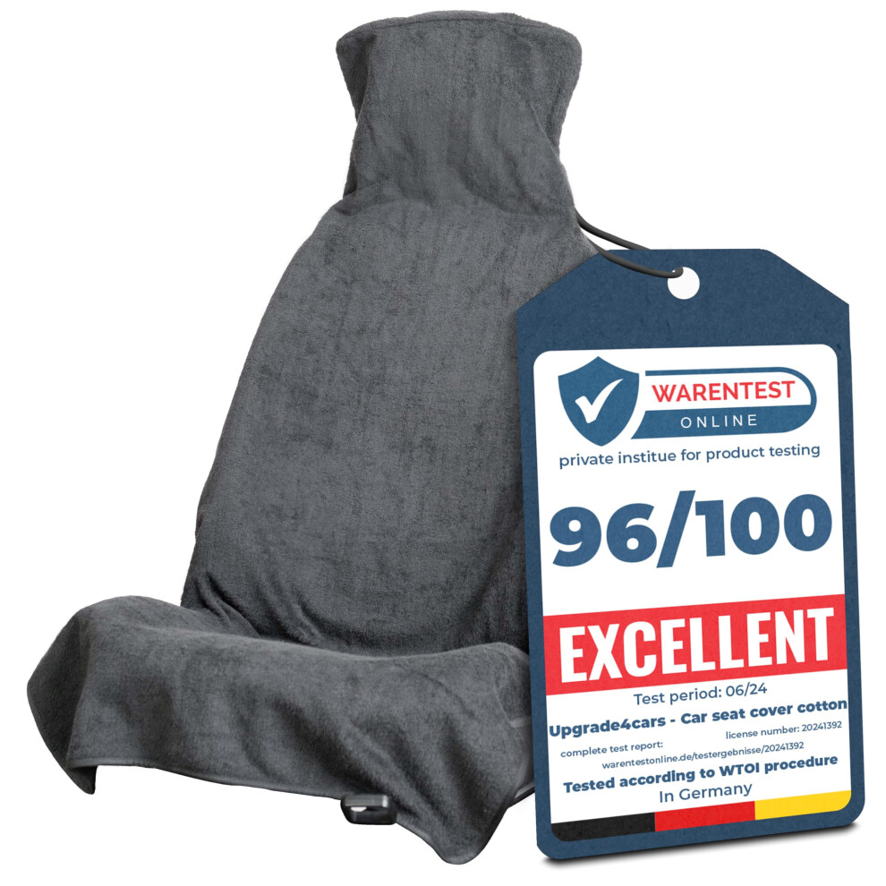 Terry Cloth Car Seat Protector For Front Seats, Driver's Seat Protective Cover Made Of Cotton In Towel Car Seat Cover For Sports, Grey Upgrade4cars