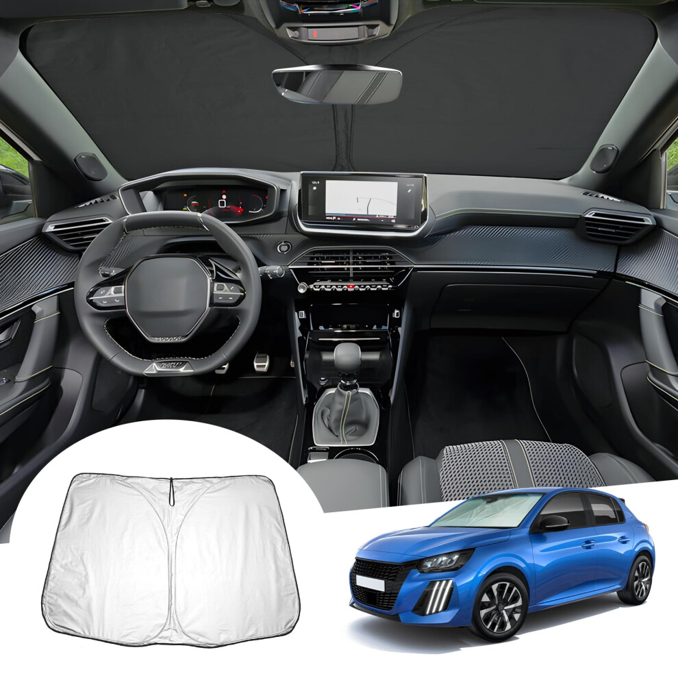 Gafat Compatible With Peugeot 208 E-208 Restyling 2019-2024 2025 Sunshades Front Window Inside, 208 Gt 2023 Line Windscreen Parasol Sun Visor Sun 5051224074969