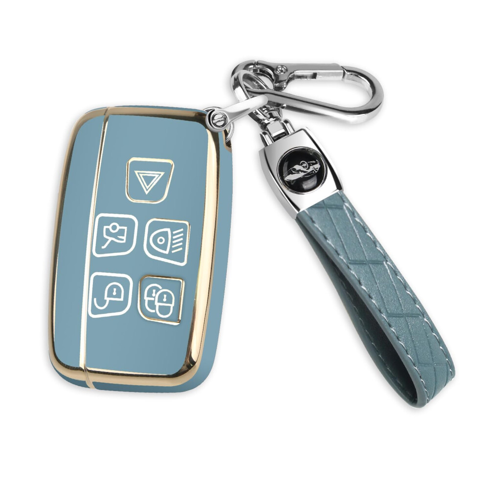 Ft Funtor Key Fob Cover With Keychain, Car Key Case Shell Protector 5 Buttons Compatible With Range Rover Evoque Sport Velar,Discovery Lr4 A9,Jaguar 5051226169670