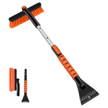 Odoland Car Snow Brush with Ice Scraper 86cm Extendable Car Snow Remove Tools for Car Windshield with Foam Grip and 360? Pivoting Brush Head for