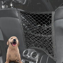 VEHIRIE Dog Car Barrier, 3 Layer Dogs Guards for Car Storage Bag, Pet Net Barrier Car Seat Organiser Mesh Pocket Elastic Tissue Purse Holder Netting