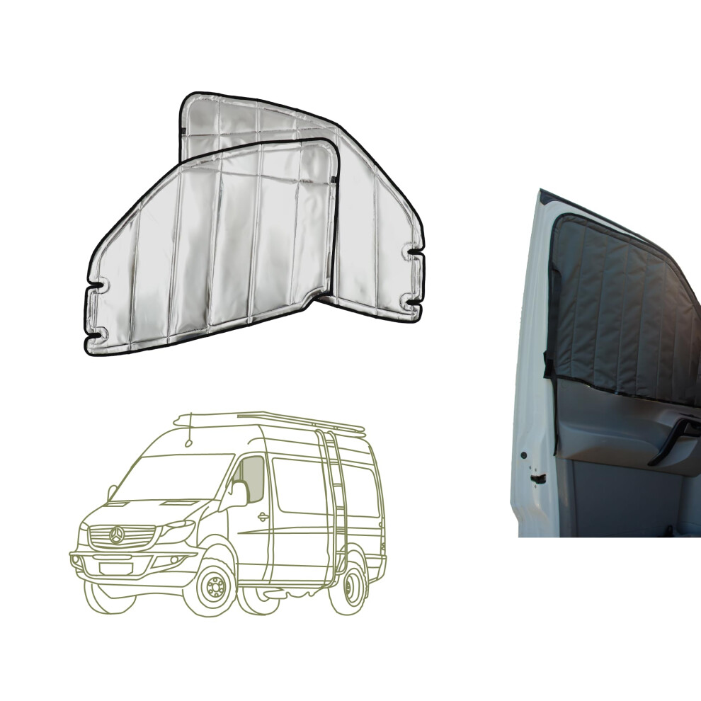 Vanessential Insulated Reflective Blackout Magnetic Window Covers Designed For Mercedes-Benz Vs30 (Van Years 2019 To Current), Front Door (Pair), 5051226129155